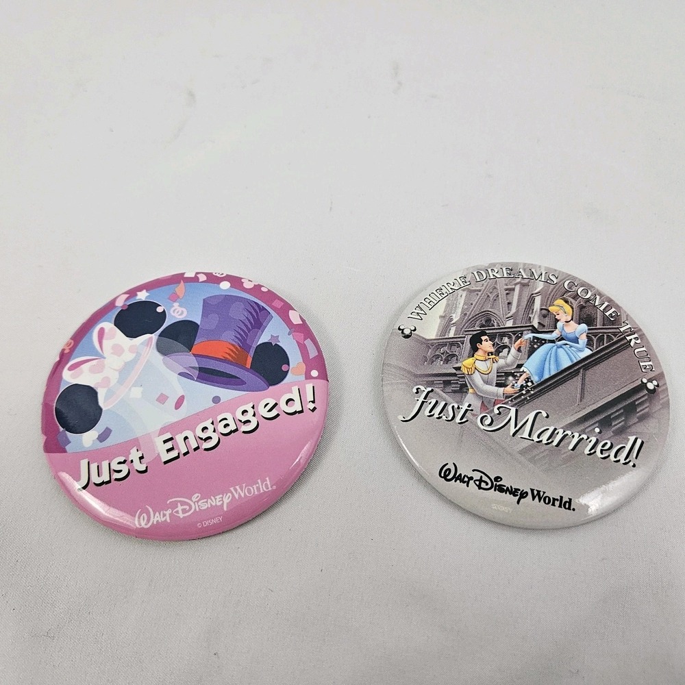 Walt Disney World Just Engaged Pin Just Married Button Lot